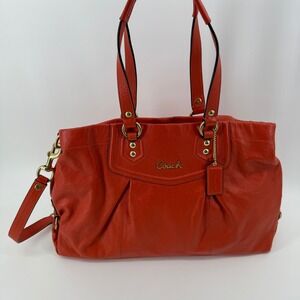 Coach Ashley Leather Carryall F19243 Orange Y2K 3 Compartment Tote Shoulder Bag